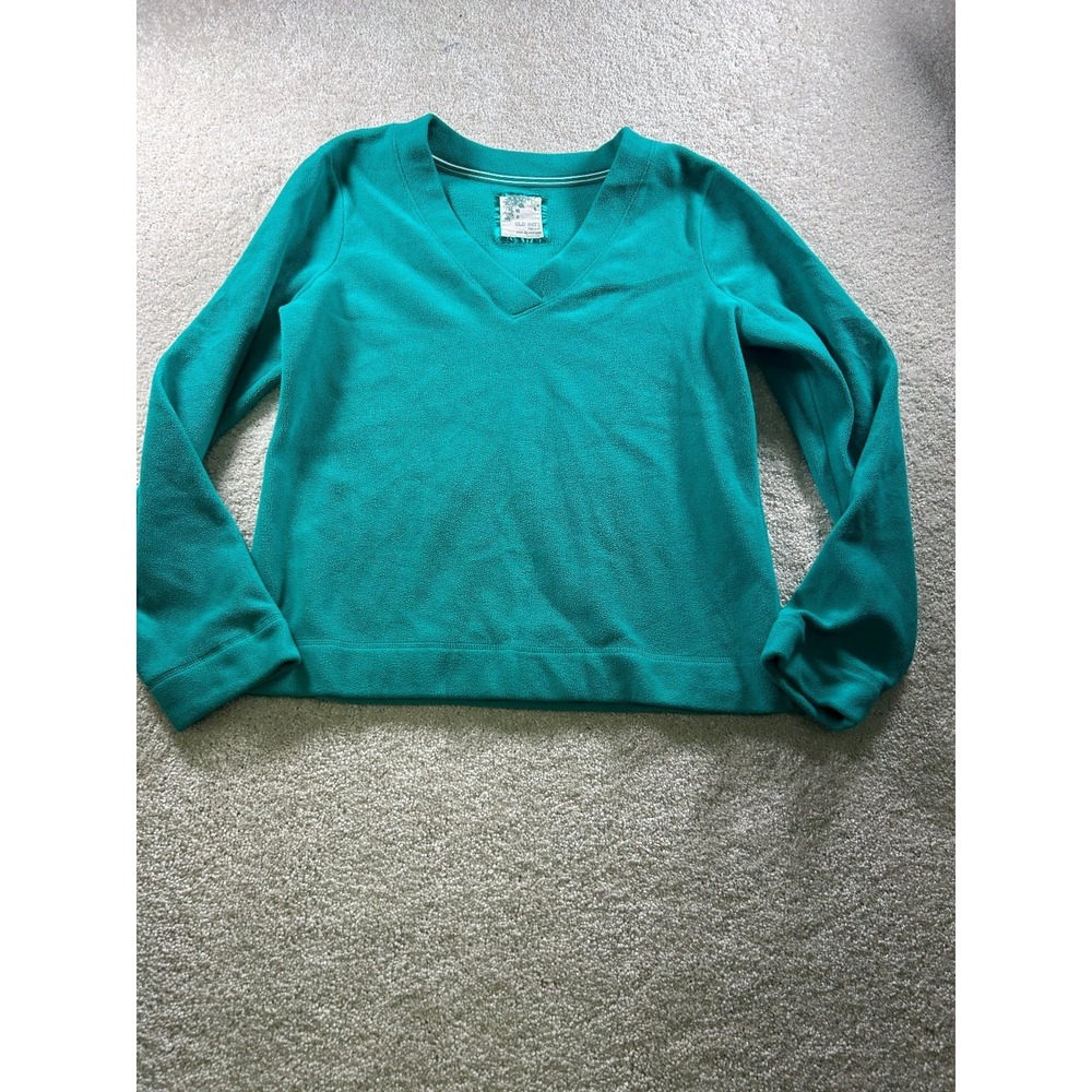 Old Navy Women's Sweater Medium‎ Teal V-Neck Polyester Fleece